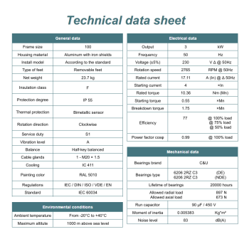 Silnik elektryczny jednofazowy 3kW 2800 obr/min. 100B3